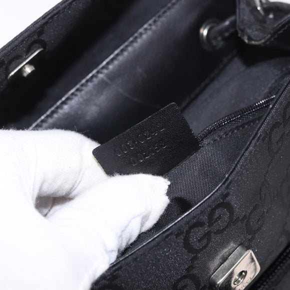 GUCCI GG Canvas Backpack Black Silver 003 0242 Auth 182962A