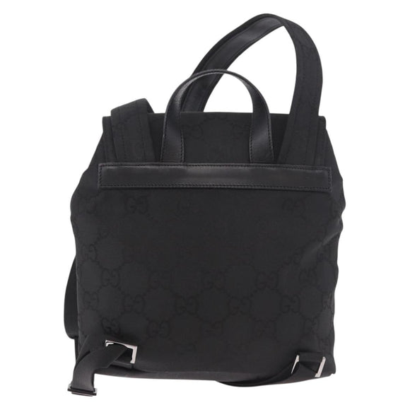GUCCI GG Canvas Backpack Black Silver 003 0242 Auth 182962A