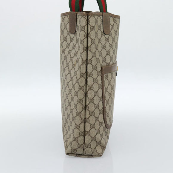 GUCCI GG Supreme Web Sherry Line Tote Bag PVC Beige Red 39 02 003 Auth 182963