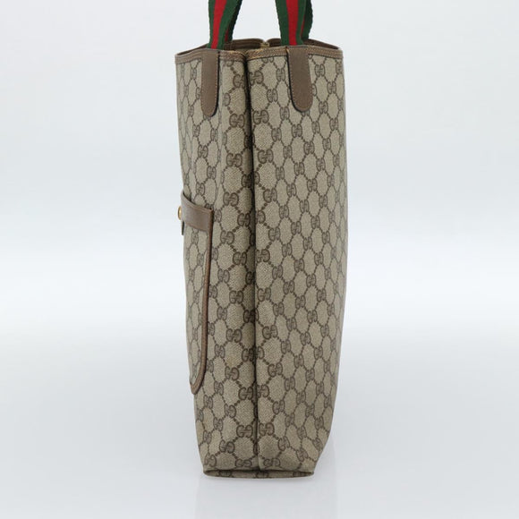 GUCCI GG Supreme Web Sherry Line Tote Bag PVC Beige Red 39 02 003 Auth 182963
