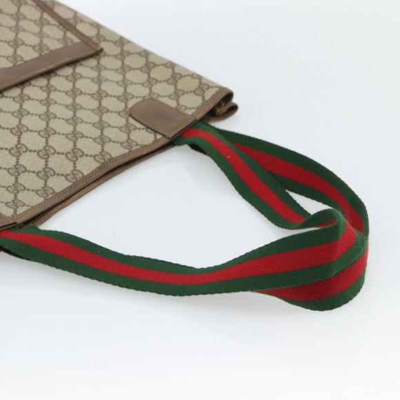 GUCCI GG Supreme Web Sherry Line Tote Bag PVC Beige Red 39 02 003 Auth 182963