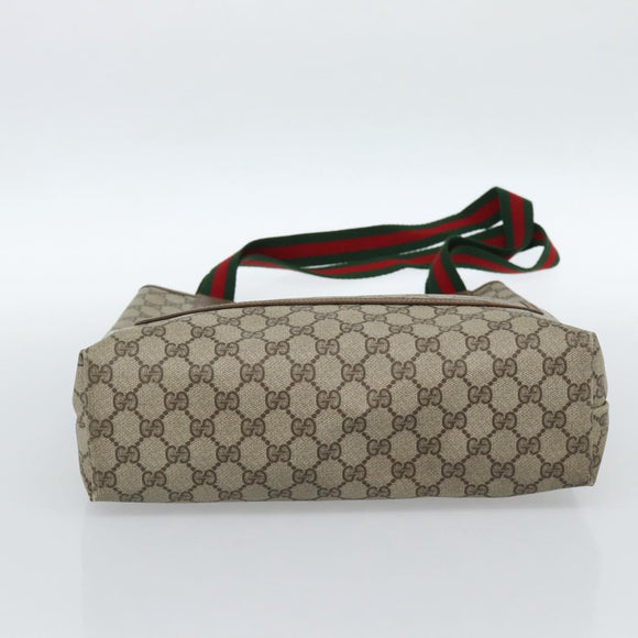 GUCCI GG Supreme Web Sherry Line Tote Bag PVC Beige Red 39 02 003 Auth 182963