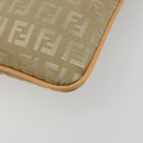FENDI Zucchino Canvas Shoulder Bag Beige Gold Auth 182966A-14