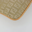 FENDI Zucchino Canvas Shoulder Bag Beige Gold Auth 182966A-15