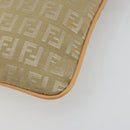 FENDI Zucchino Canvas Shoulder Bag Beige Gold Auth 182966A-16