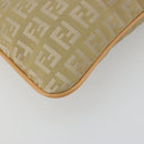 FENDI Zucchino Canvas Shoulder Bag Beige Gold Auth 182966A-17