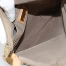 FENDI Zucchino Canvas Shoulder Bag Beige Gold Auth 182966A-11