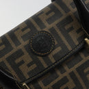 FENDI Zucca Canvas Hand Bag Black Brown Auth 182969V-18