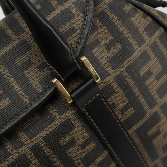 FENDI Zucca Canvas Hand Bag Black Brown Auth 182969V