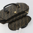 FENDI Zucca Canvas Hand Bag Black Brown Auth 182969V-9