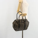 FENDI Zucca Canvas Hand Bag Black Brown Auth 182969V-26