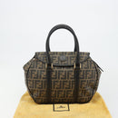 FENDI Zucca Canvas Hand Bag Black Brown Auth 182969V-12