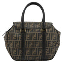 FENDI Zucca Canvas Hand Bag Black Brown Auth 182969V-2