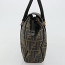 FENDI Zucca Canvas Hand Bag Black Brown Auth 182969V-3