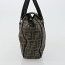 FENDI Zucca Canvas Hand Bag Black Brown Auth 182969V-4