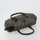 FENDI Zucca Canvas Hand Bag Black Brown Auth 182969V-6