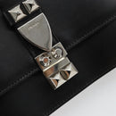 PRADA Electra Studs Shoulder Bag Leather Black Silver Auth 182970V-19