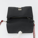 PRADA Electra Studs Shoulder Bag Leather Black Silver Auth 182970V-20