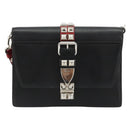 PRADA Electra Studs Shoulder Bag Leather Black Silver Auth 182970V-13