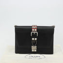 PRADA Electra Studs Shoulder Bag Leather Black Silver Auth 182970V-12
