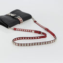 PRADA Electra Studs Shoulder Bag Leather Black Silver Auth 182970V-7