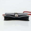 PRADA Electra Studs Shoulder Bag Leather Black Silver Auth 182970V-5