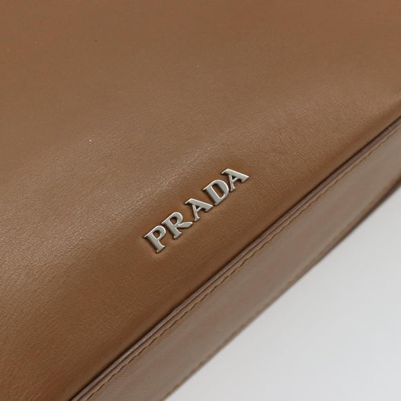 PRADA Schultertasche Leder Braun Silber Original 182972A