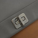 PRADA Schultertasche Leder Braun Silber Original 182972A-17