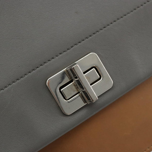 PRADA Schultertasche Leder Braun Silber Original 182972A