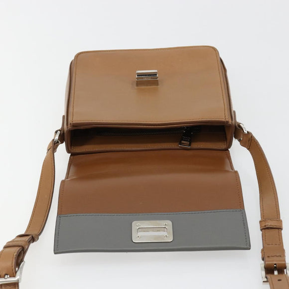PRADA Schultertasche Leder Braun Silber Original 182972A