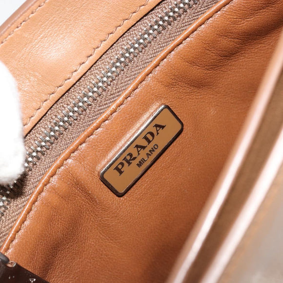 PRADA Schultertasche Leder Braun Silber Original 182972A
