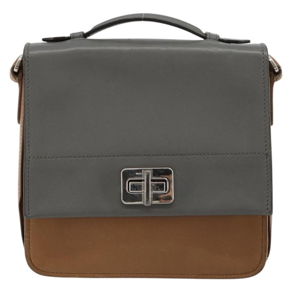 PRADA Schultertasche Leder Braun Silber Original 182972A