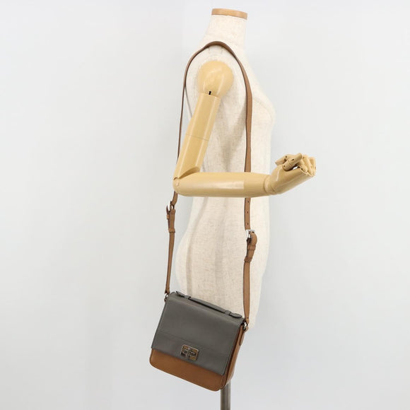 PRADA Schultertasche Leder Braun Silber Original 182972A
