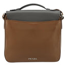 PRADA Schultertasche Leder Braun Silber Original 182972A-3
