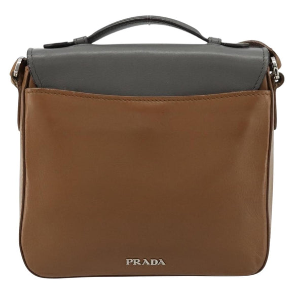 PRADA Schultertasche Leder Braun Silber Original 182972A