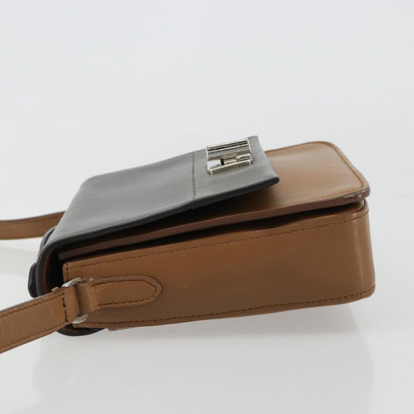 PRADA Schultertasche Leder Braun Silber Original 182972A