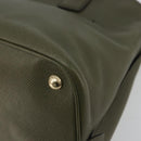 PRADA Cuir Open Promenade Satchel Bag Saffiano 2way Khaki Gold Auth 182976A-12