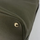 PRADA Cuir Open Promenade Satchel Bag Saffiano 2way Khaki Gold Auth 182976A-14