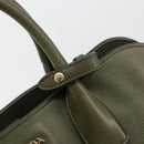 PRADA Cuir Open Promenade Satchel Bag Saffiano 2way Khaki Gold Auth 182976A-17