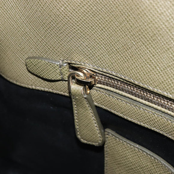 PRADA Cuir Open Promenade Satchel Bag Saffiano 2way Khaki Gold Auth 182976A