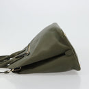 PRADA Cuir Open Promenade Satchel Bag Saffiano 2way Khaki Gold Auth 182976A-5