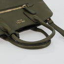 PRADA Cuir Open Promenade Satchel Bag Saffiano 2way Khaki Gold Auth 182976A-7