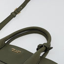 PRADA Cuir Open Promenade Satchel Bag Saffiano 2way Khaki Gold Auth 182976A-8
