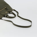 PRADA Cuir Open Promenade Satchel Bag Saffiano 2way Khaki Gold Auth 182976A-9