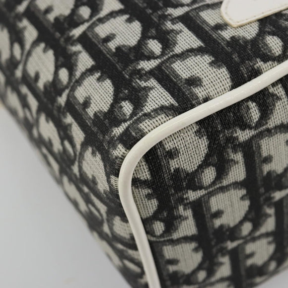 Christian Dior Trotter Canvas Vanity Hand Bag PVC Black Silver Auth 182977A