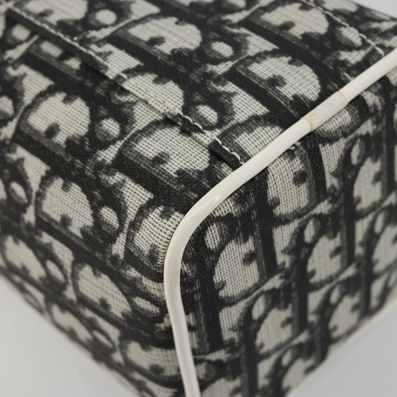 Christian Dior Trotter Canvas Vanity Hand Bag PVC Black Silver Auth 182977A