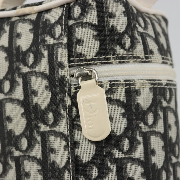 Christian Dior Trotter Canvas Vanity Hand Bag PVC Black Silver Auth 182977A