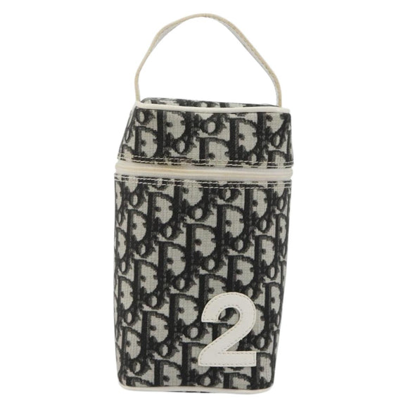 Christian Dior Trotter Canvas Vanity Hand Bag PVC Black Silver Auth 182977A