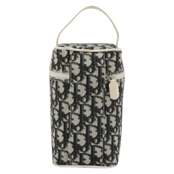 Christian Dior Trotter Canvas Vanity Hand Bag PVC Black Silver Auth 182977A