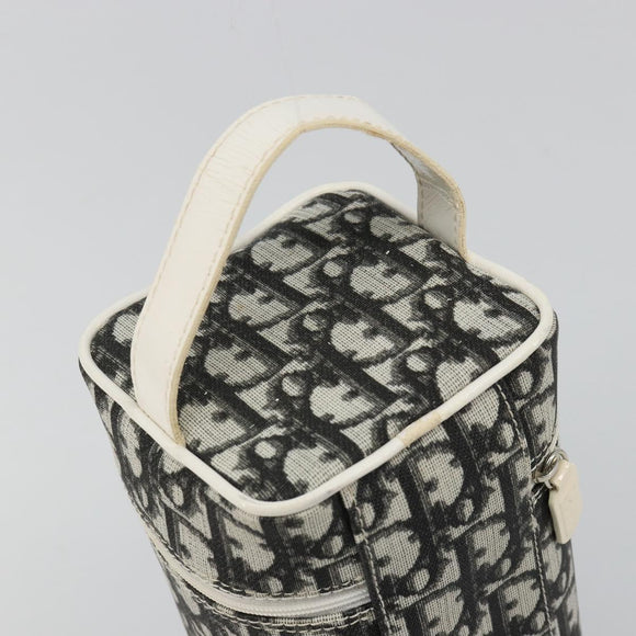 Christian Dior Trotter Canvas Vanity Hand Bag PVC Black Silver Auth 182977A
